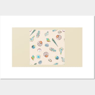 Seashells gallore repeating pattern Posters and Art